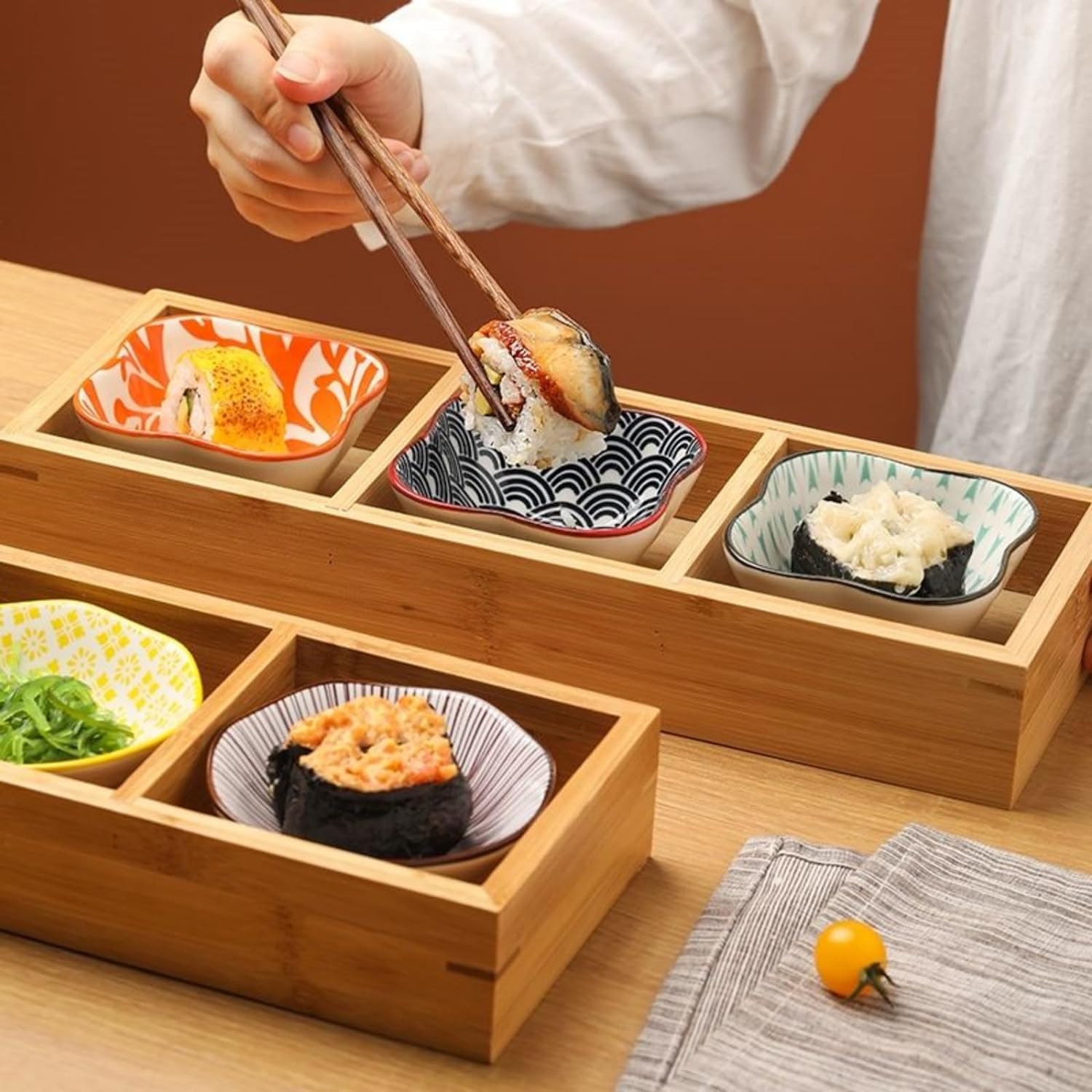 Amazon | GuDeGuDe(売店) 豆皿 小皿 セット 仕切りトレー 竹製 トレイ