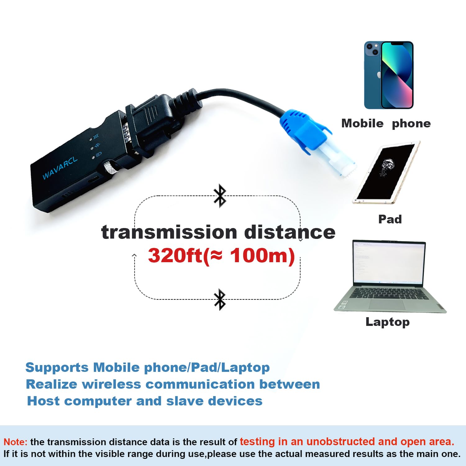 WAVARCL Adaptador Bluetooth serie RS232/RS-232 de largo alcance compatible con interfaz RJ45 de 9 pines, cable de consola compatible con Cisco, configuración inalámbrica de interruptores, enrutadores