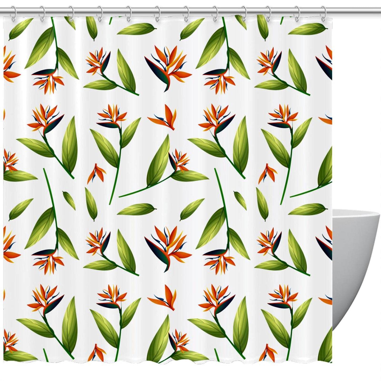 Rideau de douche Bird Of Green Paradise pour éviter l'eau sur le sol
