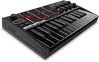 Akai Professional MPK Mini MK3 - Controlador de Teclado MIDI USB com 25 Teclas, 8 Pads de Bateria Iluminados, 8 Knobs, Software de Produção Musical e Pacote de Sons da Native Instruments, Preto