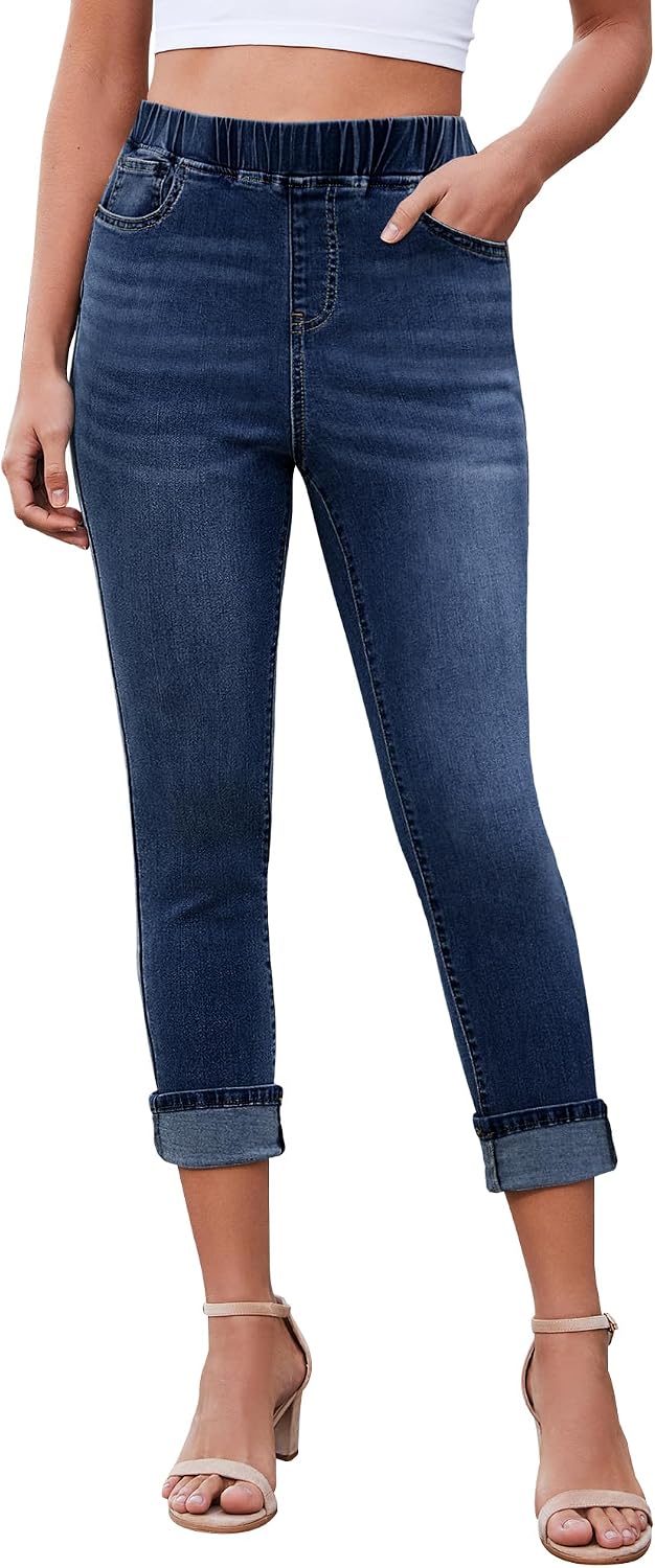 LookbookStore Women's High Waisted Capri Jeggings