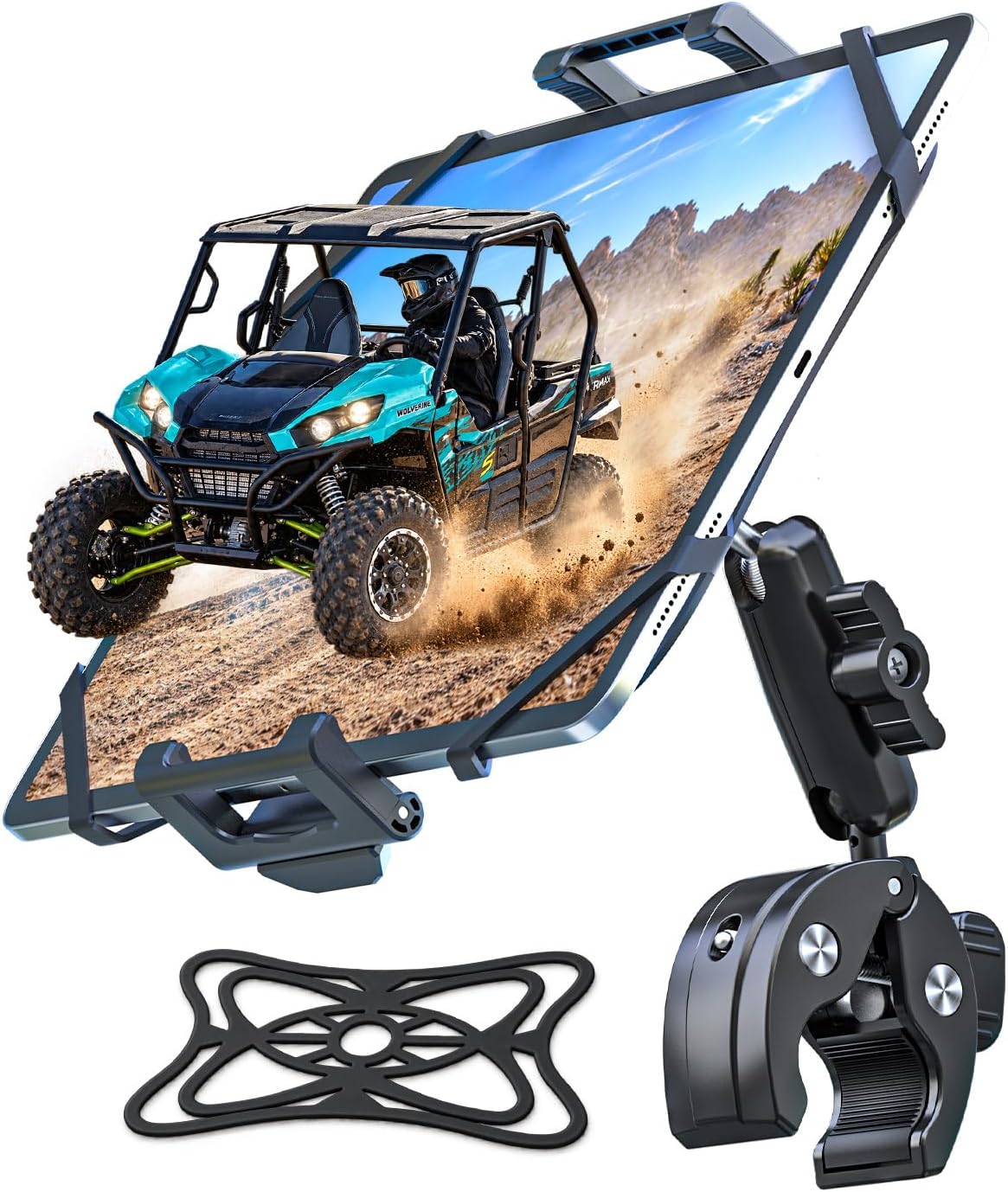 Metal UTV Tablet Mount Fits 0.5-1.6" Handlebar for ATV with Strap