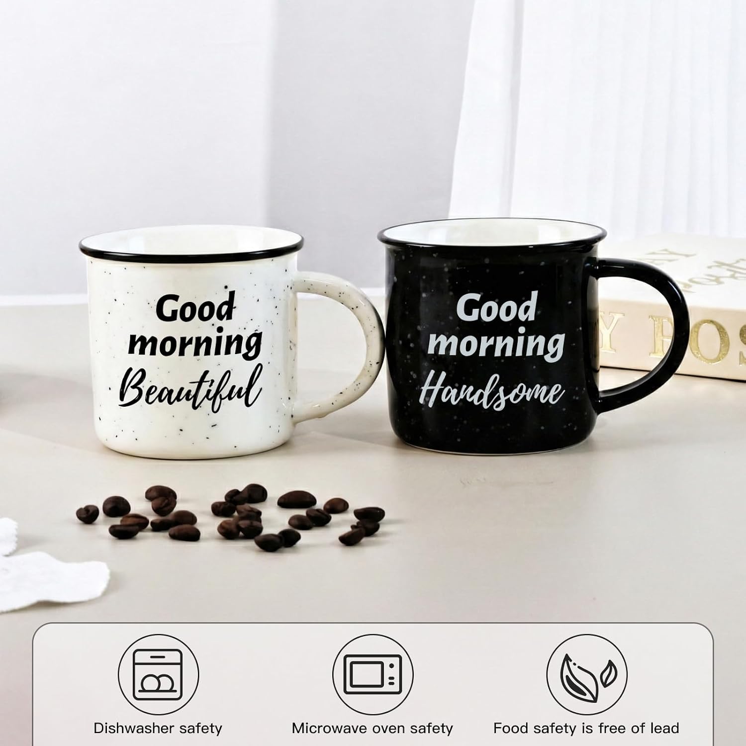 His and Hers Coffee Mugs Set for Couples, Matching Couple Gifts for Him and Her, Wedding Anniversary Engagement Gifts, Romantic Couples Coffee Mugs Set
