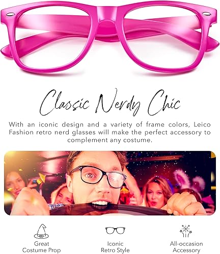 Miniatura 2 de LEICO FASHION Lentes transparentes sin receta retro nerd para hombres y mujeres - Lentes falsos para disfraz de cosplay