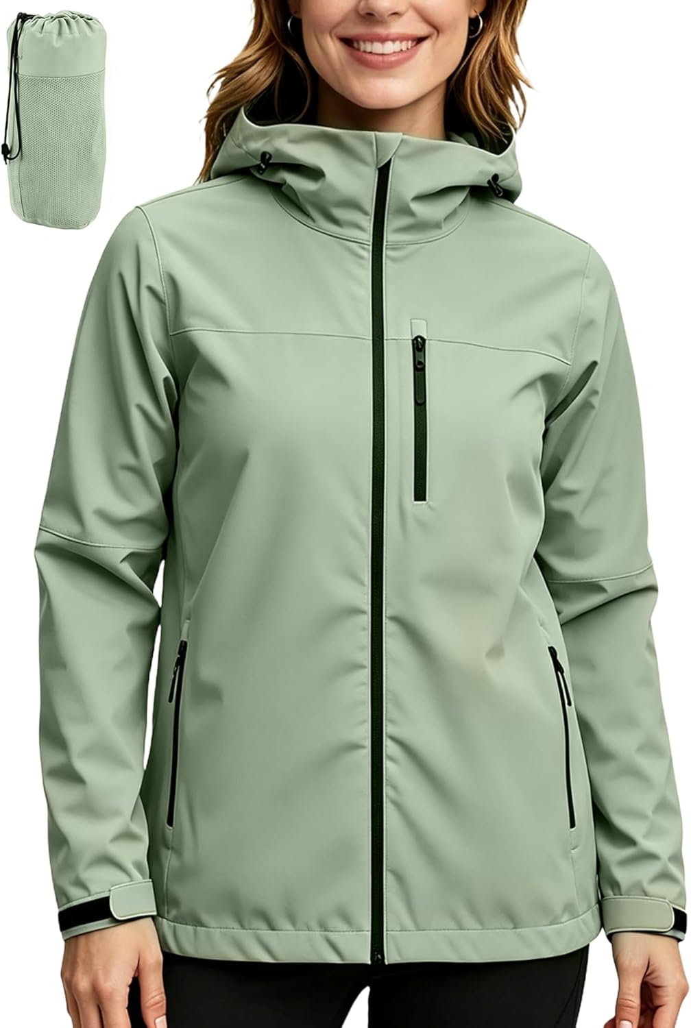 Women's Rain Jacket Rain Coat Waterproof Windbreaker With Hood,Lightweight Spring Jacket for Outdoor Cycling Hiking