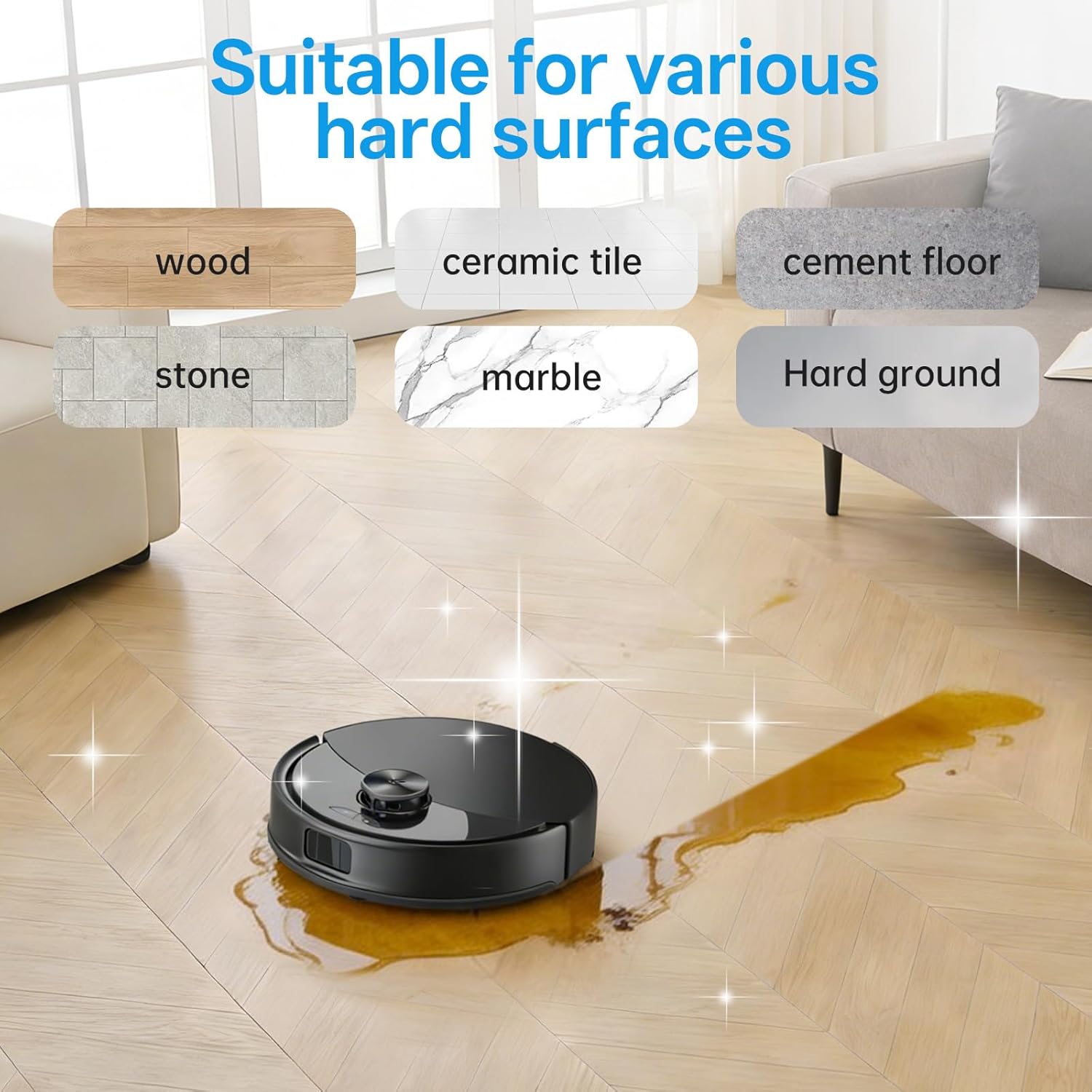 2.5L Floor Cleaning Solution Compatible with Roborock/Eufy/iRobot/Ecovacs/Dreame/Shark, Fragrance Deodorization, Deep Cleans for Multiple Hard Floors (2.5 Liter, 【Fresh Ocean】)