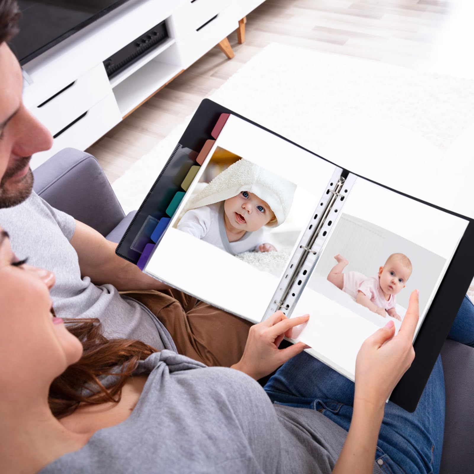 Uquelic 50-Pocket Binder With Plastic Sleeves For Letter/A4 Size(11" X 8.5"), Document Binder Organizer For Papers, Certificates And Artwork, Colorful