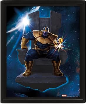 Marvel Poster in 3D Thanos in Avengers Infinity War Design 3D Lenticular Poster in Box Frame 25cm x 20cm x 1.5cm, Marvel Gifts for Men and Marvel Gifts for Women - Official Merchandise