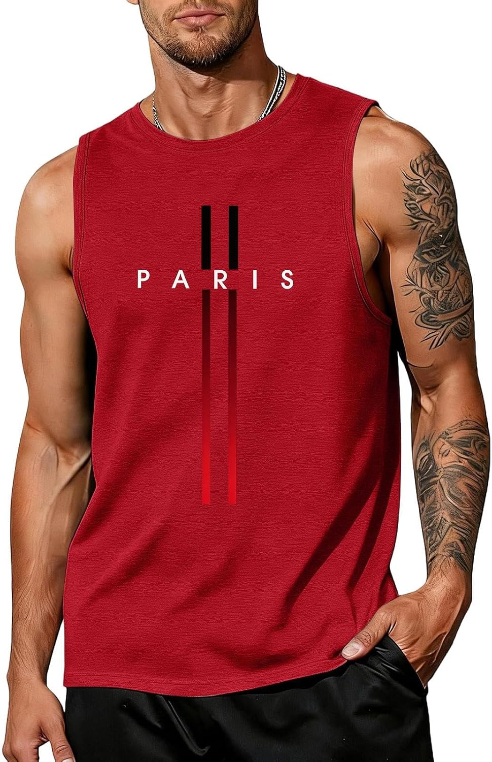 WENKOMG1 Men's Summer Tank Top Sleeveless Letter Print Bodybuilding Gym Fitness Training Workout Beach Shirt, S-5XL