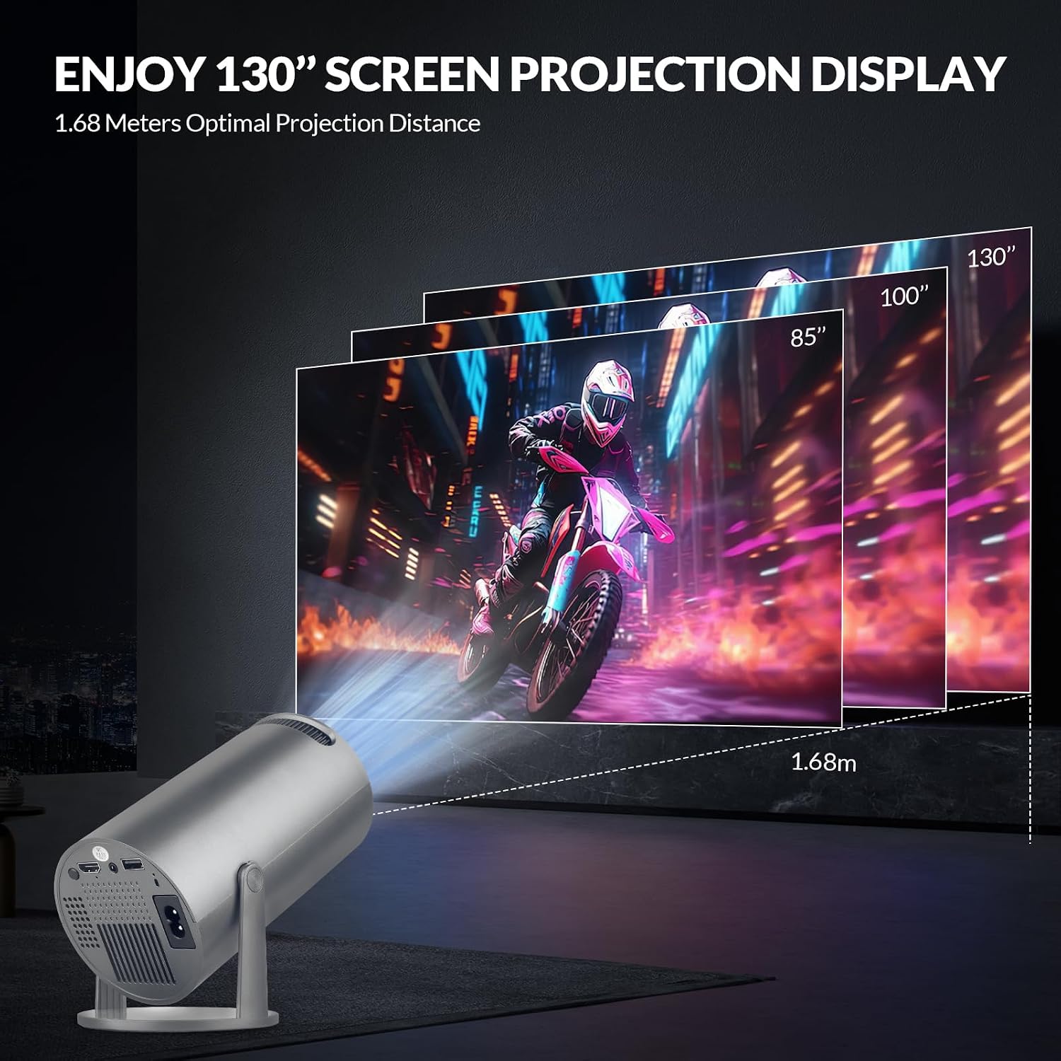 Mini Portable Projector, 4K 1080P Full HD Supported,Auto Keystone, WiFi6+Bluetooth 5.0,180°Rotatable Outdoor Projector,Built-in Android 11.0 OS(Silver)