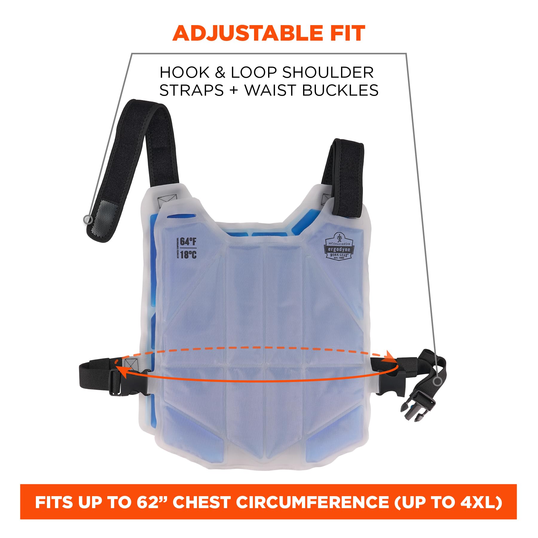 Ergodyne Chill-Its 6210 - Gilet refrigerante a cambiamento di fase con asciugamano refrigerante 6602 Chill-Its