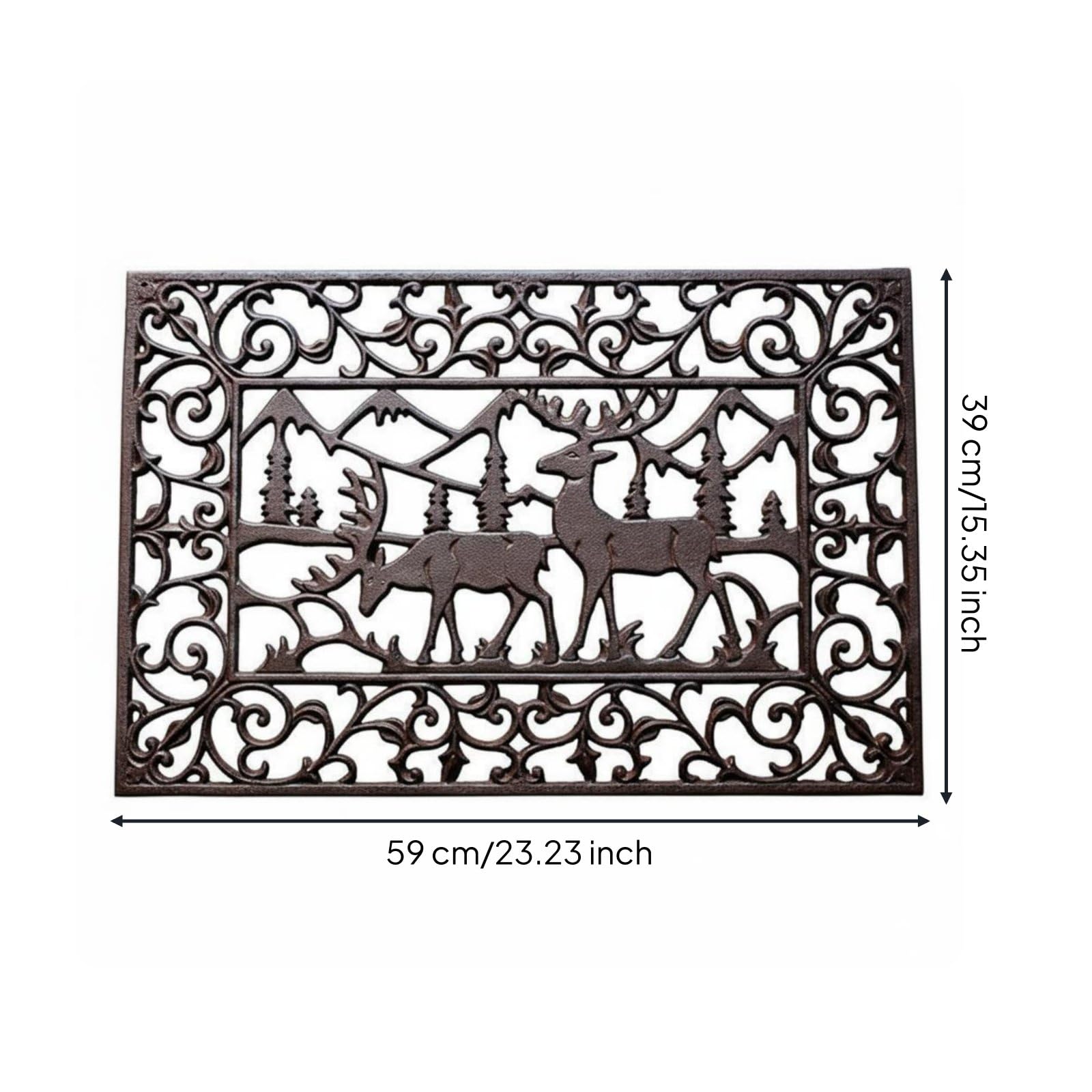 Fußabstreifer Schuhreiniger Türmatte Schmutzfänger mit Doppelwirkung aus Schwerem Metall Stabile Basis Rustikales Ornament, Reindeer Mat 8416