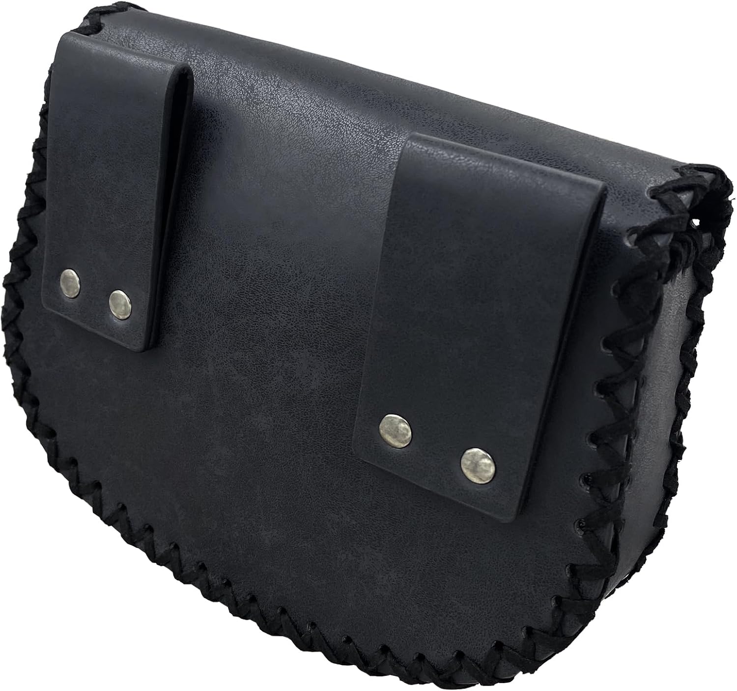 HiiFeuer Viking Embossed Belt Bag, Vintage Medieval Faux Leather Side Pack, Middle Ages Portable Belt Pouch For LARP Ren Faire (Black B) - Image 3
