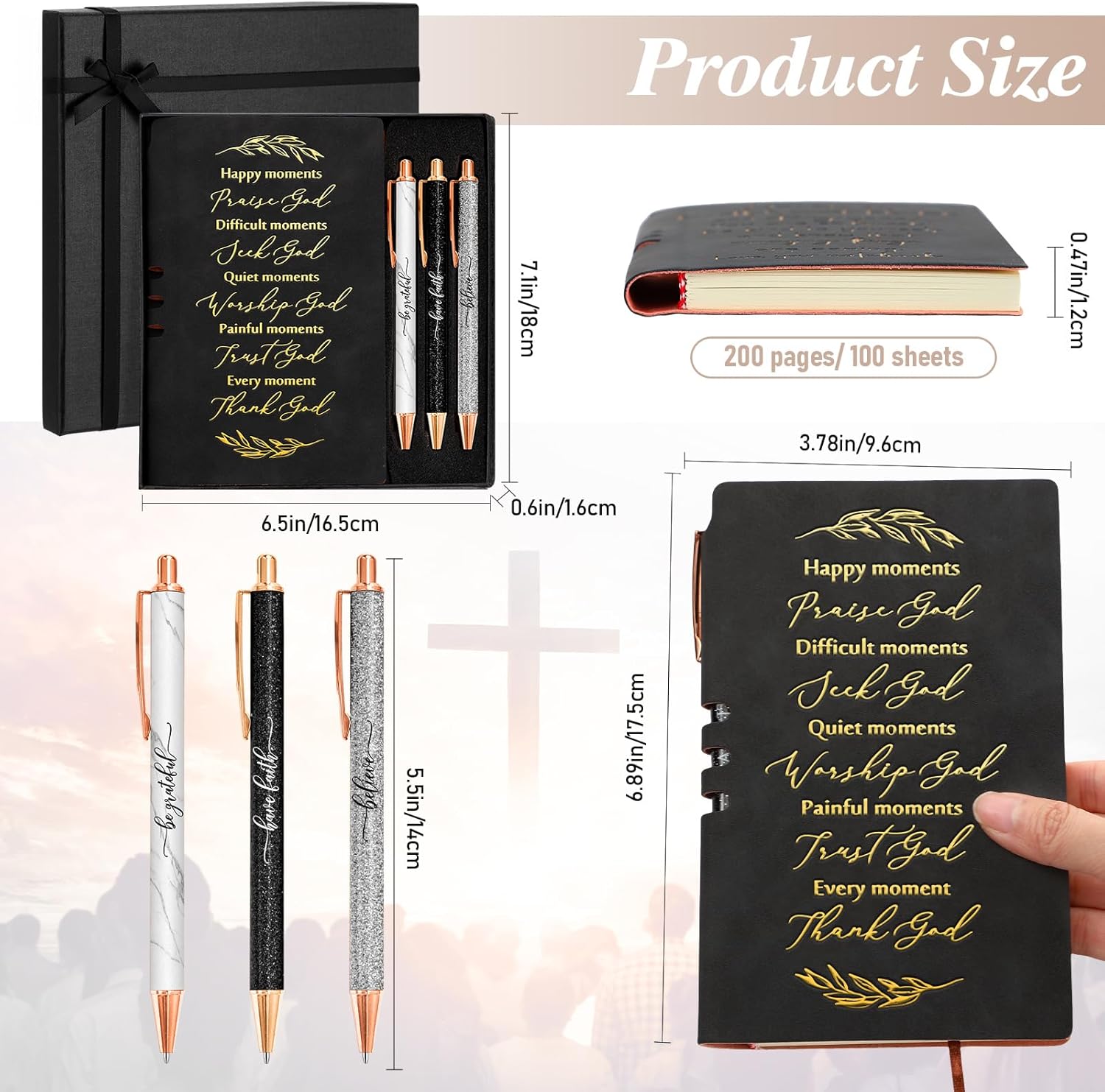 Spakon 5 Pcs Christian Gifts for Women Christian Easter Gifts Prayer Journal Religious for Women God Notebook Pen with Gift Box Scripture Notepad for Church Sunday School Favors - Image 2