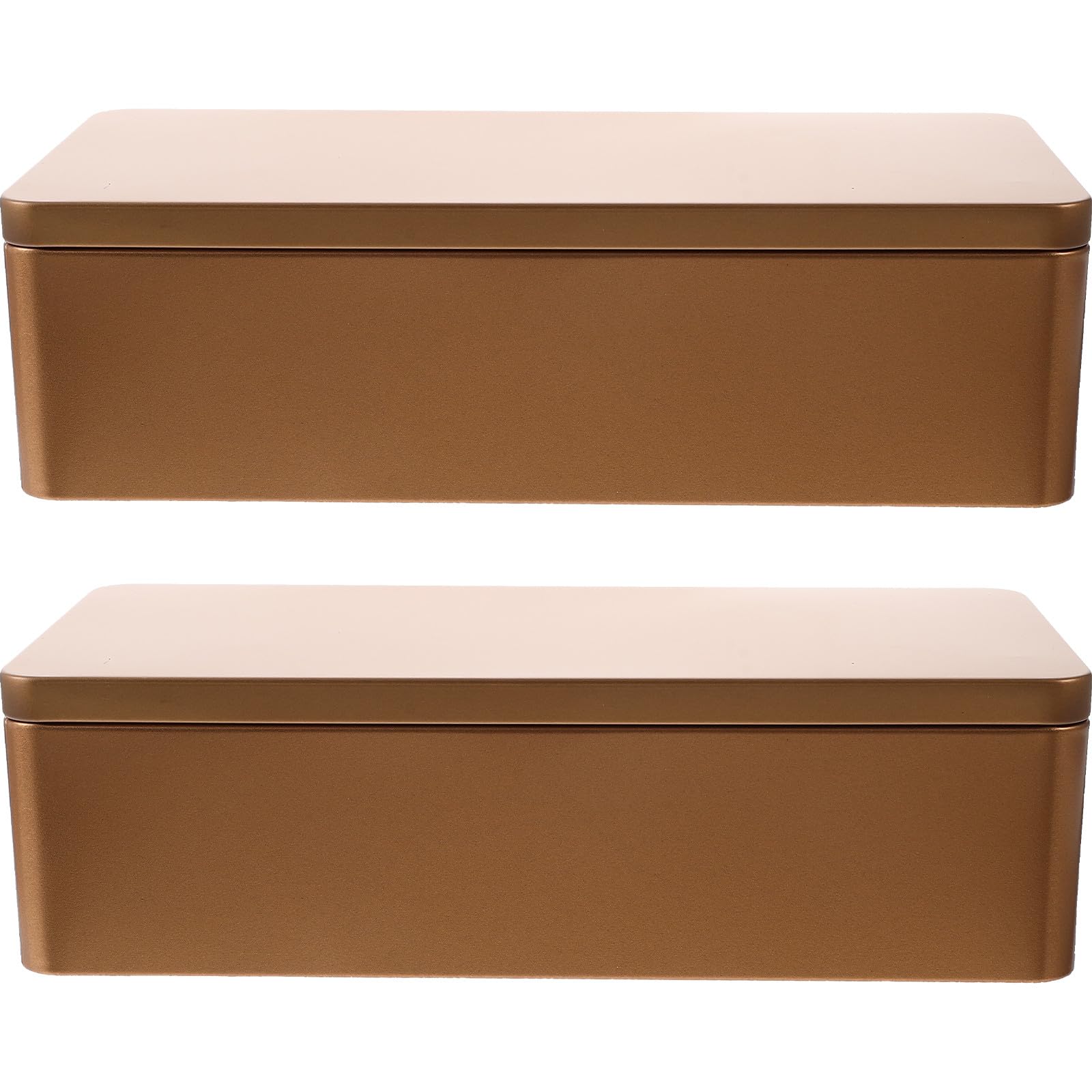 Boîtes de rangement en fer-blanc lot de 2 avec couvercle amovible rectangulaires