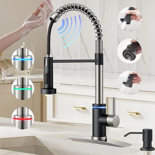 Touch On Kitchen Faucet, 3 Modes Pull Down Sprayer, Sensor