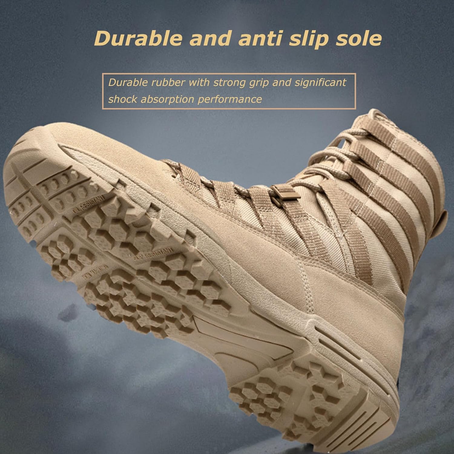 Miniatura 6 de Kervaky Botas tácticas para hombre, botas militares, botas de combate, botas ligeras, botas de trabajo, botas de senderismo, botas antideslizantes