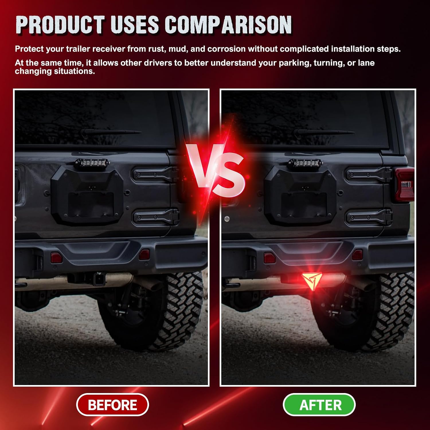 Tow Hitch Light Red LED Tail Brake Stop Light White Reverse Lamp Trailer Hitch Light with 4 Pin Connector for 2" Receiver SUV Pickup Truck Hitch Brake Light Hitch Brake Light