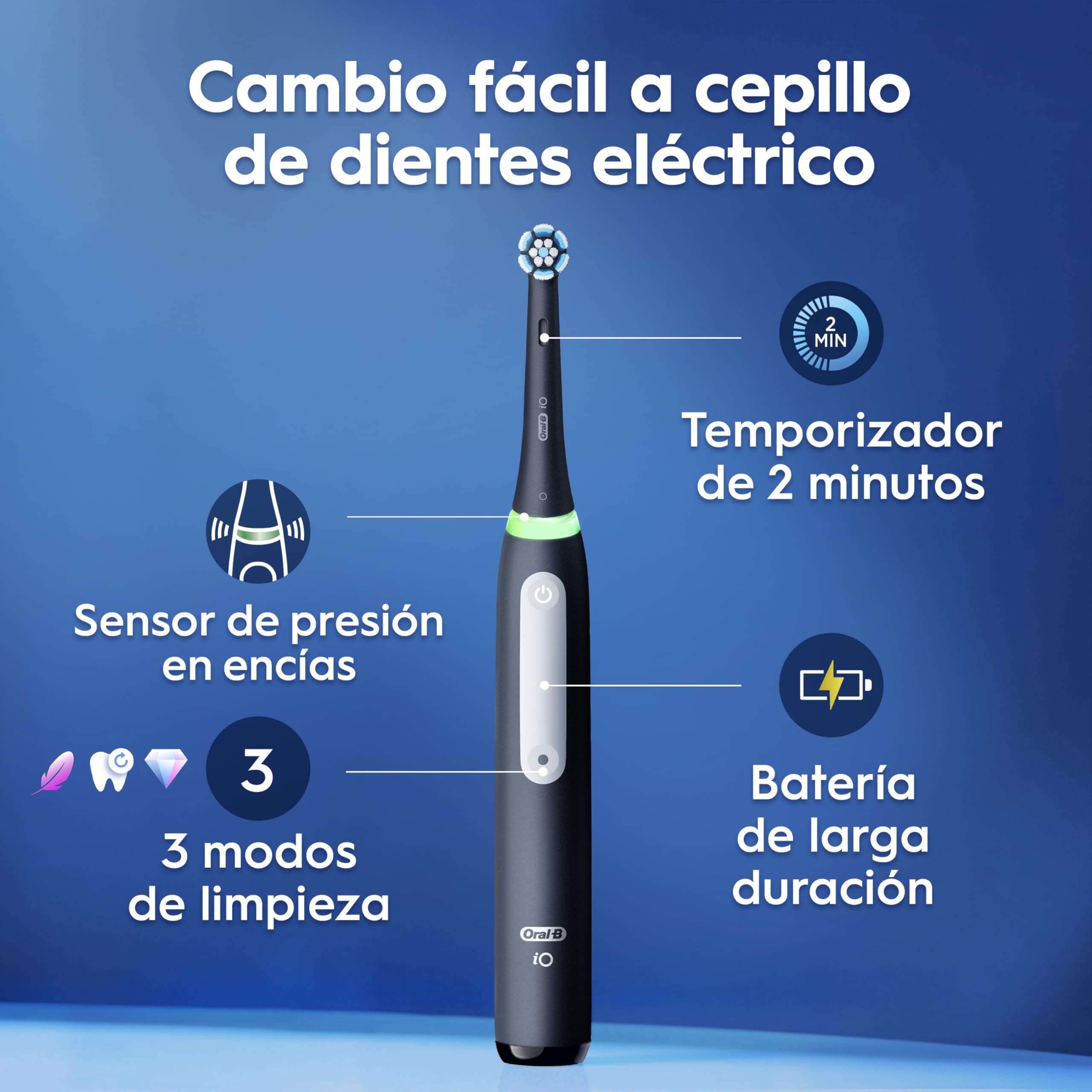 Oral-B iO 3 Cepillos De Dientes Eléctricos (Pack de 2) Con 2 Cabezales, 1 Estuche De Viaje, Diseñado Por Braun, Regalos Originales para Mujer y Hombre - Negro Y Rosa
