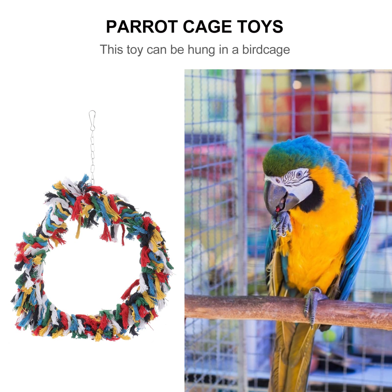BESPORTBLE 2piezas Juguete De Columpio para Aves De Algodón Anillo para Aves Juguete Colorido para Periquitos y Cacatúas para Entretenimiento Cuidado Salud Pájaros Aleatorios