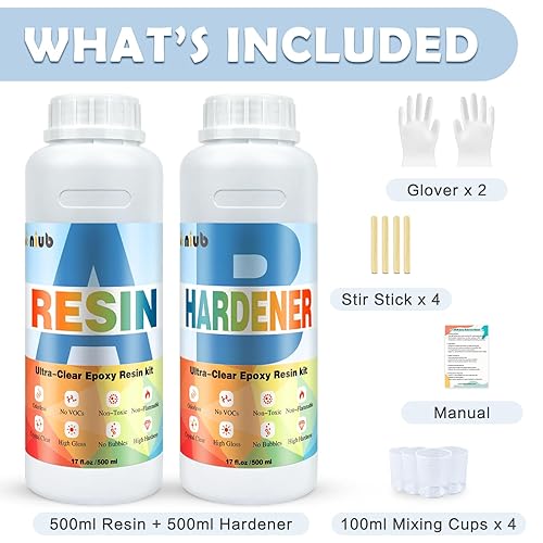 Miniatura 7 de Resina epoxi, 34 onzas  33.8 fl oz de resina y endurecedor, nueva formulación para kit de resina de arte transparente, seguro y no tóxico, sin