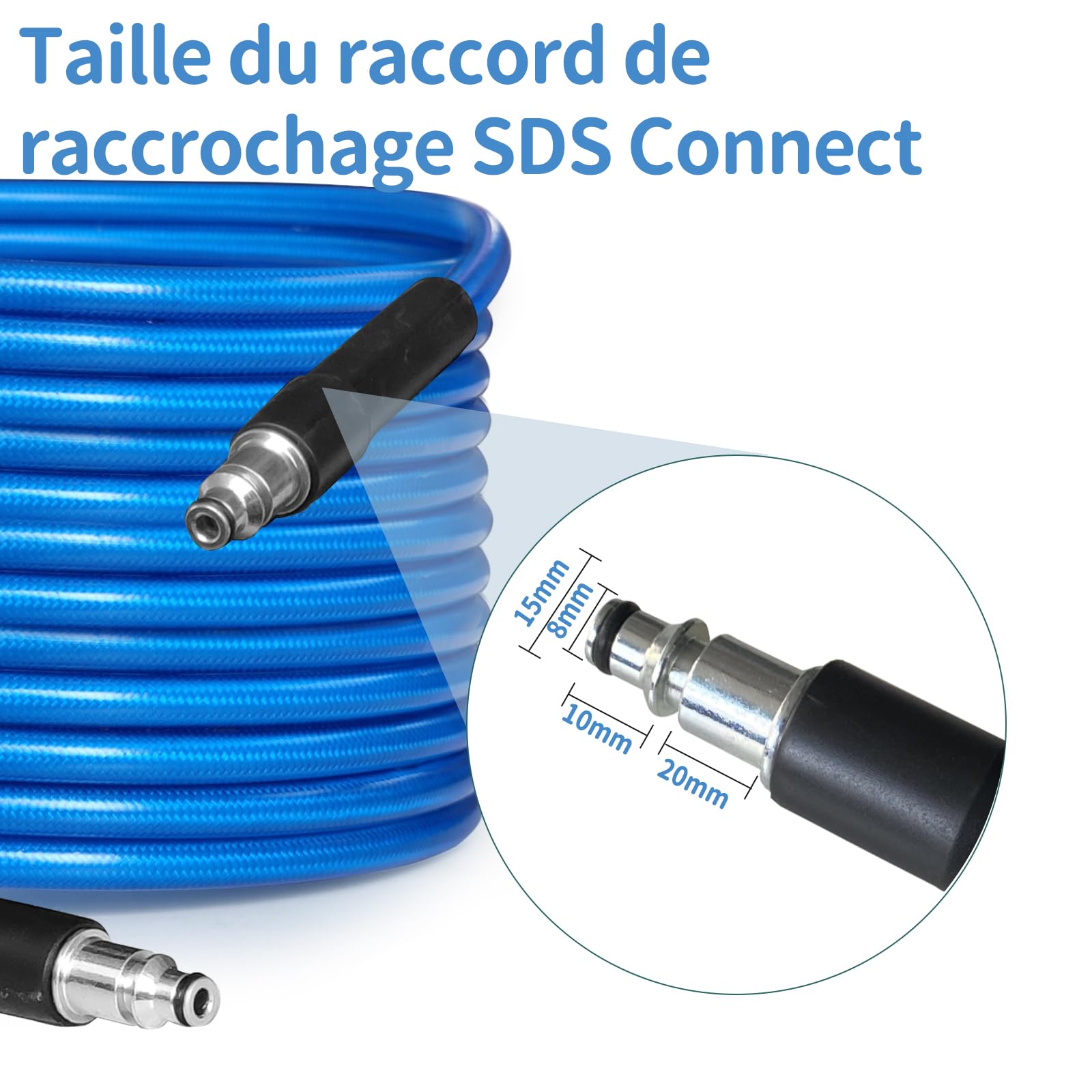 NAMOTEK Tubo di ricambio ad alta pressione 15 m per serie Bosch AQT – Tubo di prolunga con kit di pulizia tubi, raccordo e attacco rapido – Blu