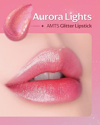 Miniatura 7 de AMTS Bálsamo labial tintado Duo - Aurora Lights & Crystal Lights  Lápiz labial hidratante con purpurina  Maquillaje diario de labios perlado