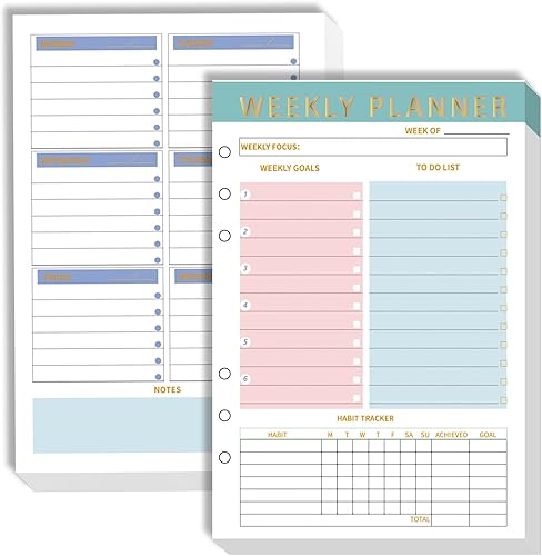 Agenda semanal sin fecha, semanal de tareas pendientes, organizador de blocs de notas, rastreador de hábitos, planificador de tareas semanales,