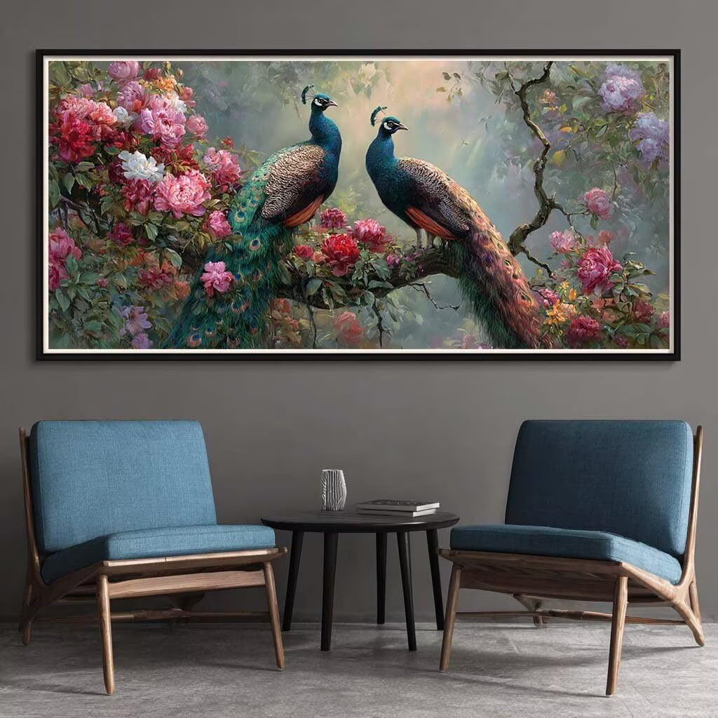 Diamond Painting Kits for Adults, 5D Diamond Art Peacock 60x120cm, DIY Large Peony Dimond Art kits Adults, Full Drill Crystal Rhinestone Embroidery Canvas Gem Art Craft for Home Wall Decor (DP368)