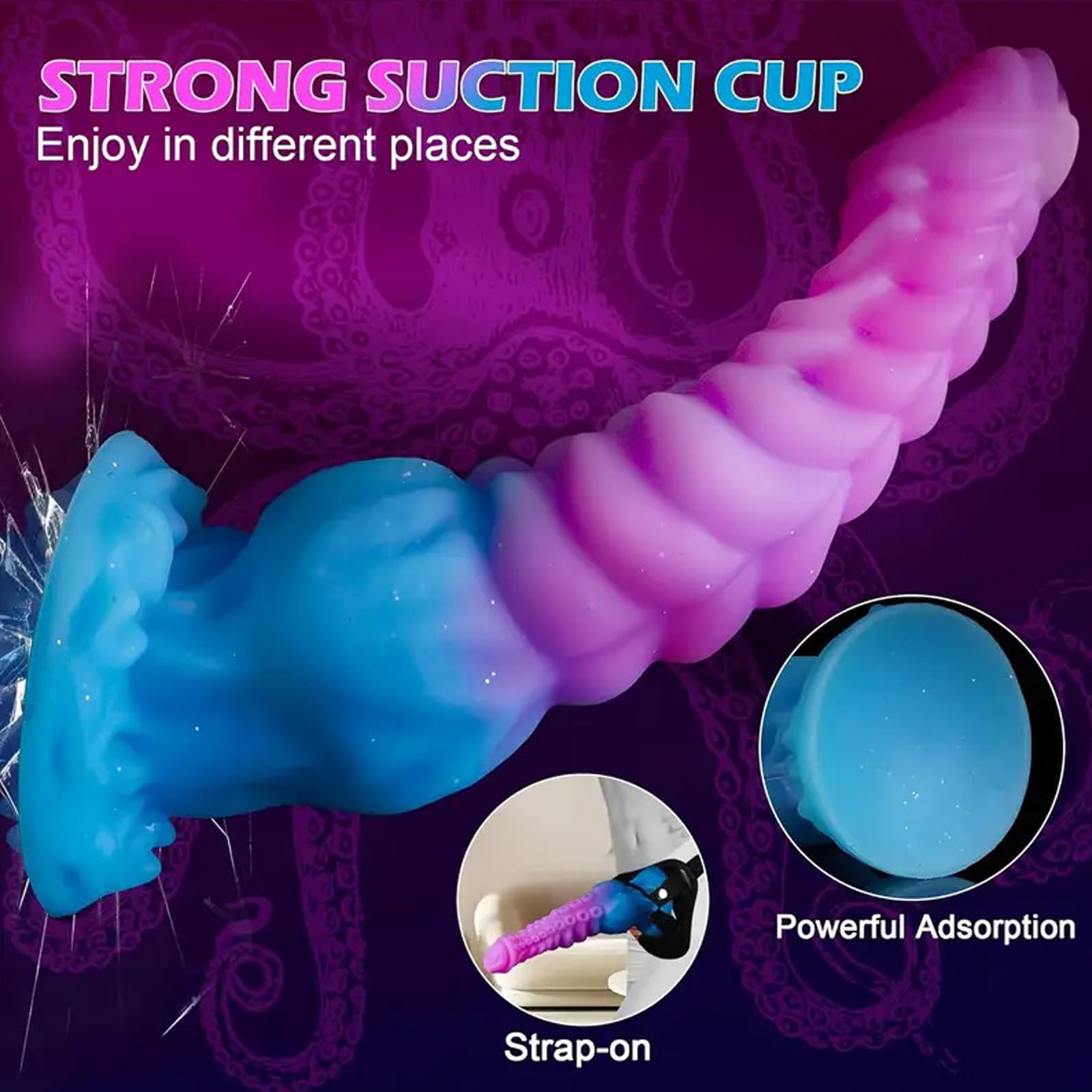 AMAZBEE Plug anal de silicona con función de eyaculación y efecto de eyaculación Plug anal con eyaculador Juguete sexual gigante con estructura de tentáculos (L)
