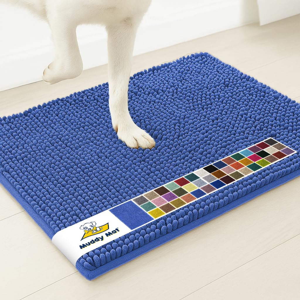 Muddy Mat® | Super Water Absorbent Door Mat Indoor, Microfiber Quick Dry Chenille Entryway Rug, Slip Resistant Front Door Mat, Indoor Mats for Entryway, Machine Washable Pet Rug, Periwinkle 48" x 72"