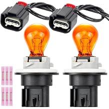 Front Parking/Turn Signal Socket & Bulb & Wire Harness Connector Kit for Jeep Compass Patriot, Replacement 68000686AA 645-504 2PCS