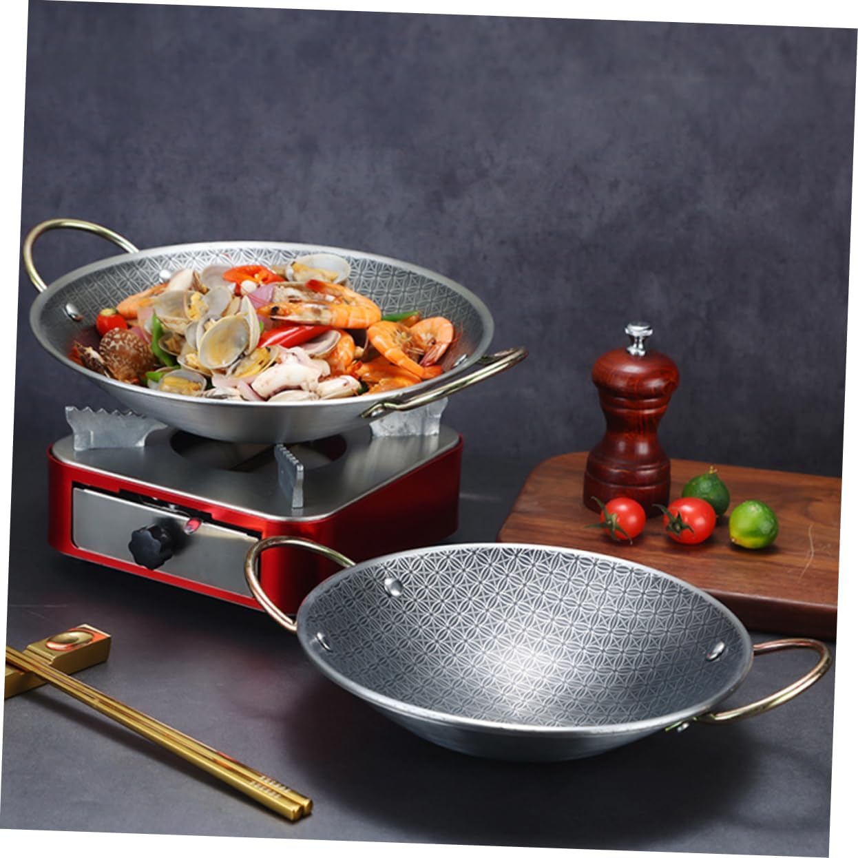 Stainless Steel Hot Pot with Double Handles Multi-function Cookware for Home Kitchen and Restaurants and Heat-resistant Cooking Pan for Gathering and Parties