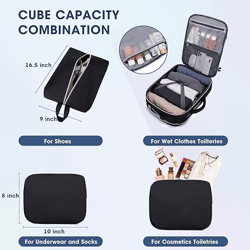 Miniatura 5 de FIUAIE Mochila de viaje grande, Negro -