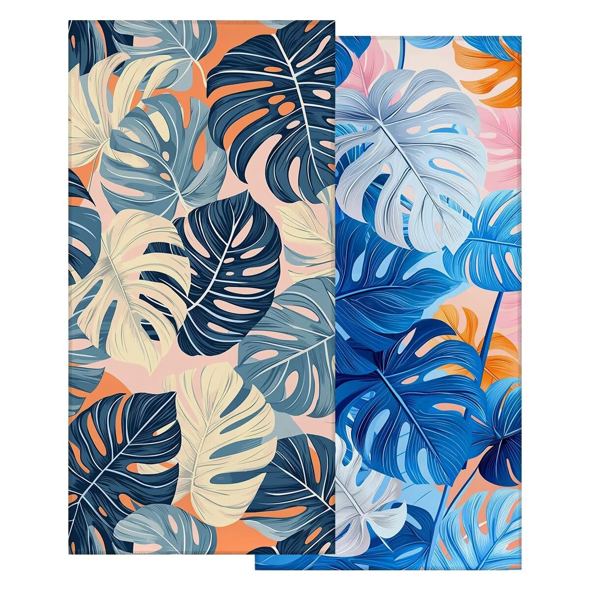 Ręcznik plażowy XXL, 100 x 200 cm, zestaw 2 sztuk, z mikrofibry, z liści palmowych, szybkoschnący, do sauny, fitness, bez piasku, ręcznik plażowy, do sauny, duży na prezenty -4665