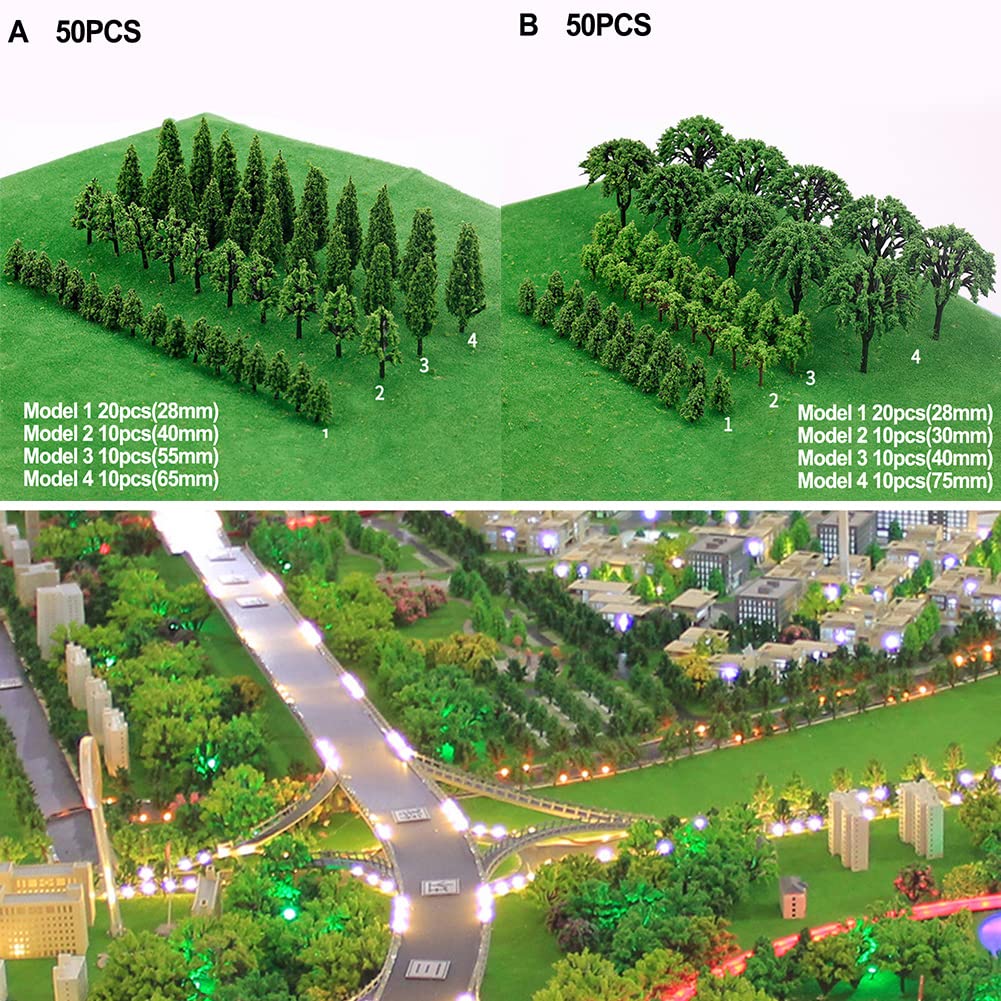 ZYWUOY 50PCS Alberi Miniatura Modello Treno Ferrovia Wargame Paesaggio Scala
