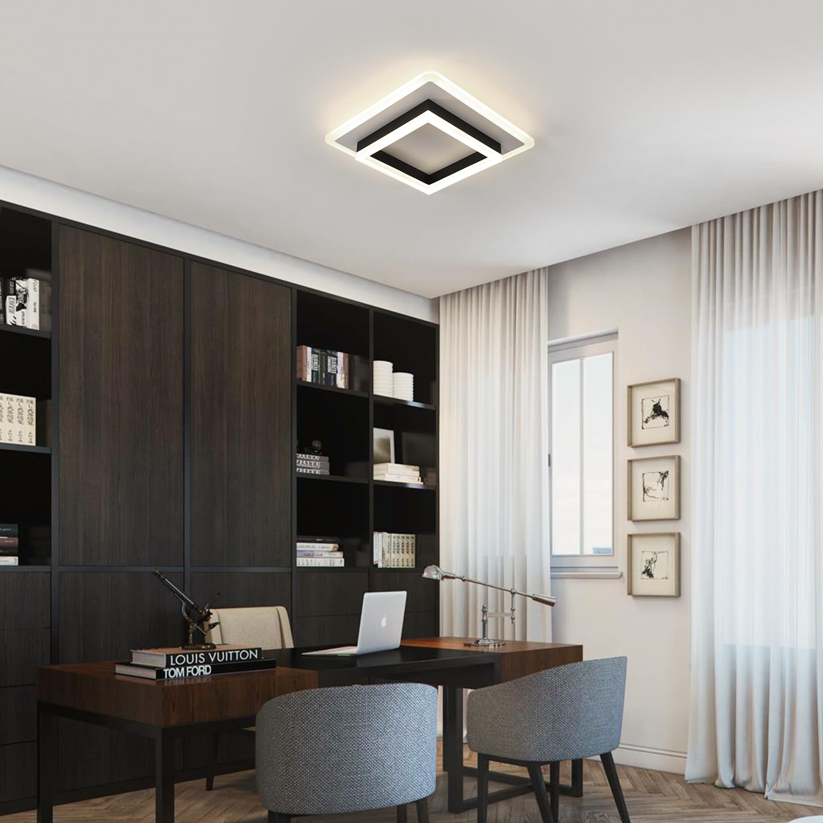 DELIPOP Plafonnier LED, 30W Lampe de Plafond Carré en Acrylique, Luminaire Plafonnier LED Moderne pour Chambre à Coucher, Salon, Couloir, Salle D'étude, 4500K Lumière Neutre