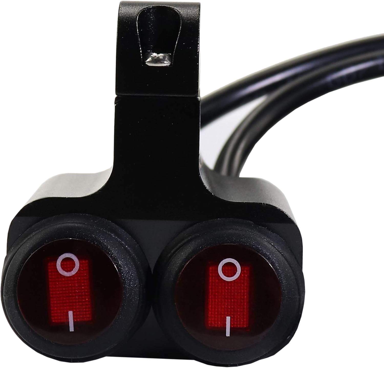 12v 16A Waterproof Motorcycle ATV 1 inch Handlebar Double Control Kill Button Switch Headlight Hazard Brake Fog Light ON Off Switches (Red) CNC Aluminium Alloy Handlebars Switches : Automotive
