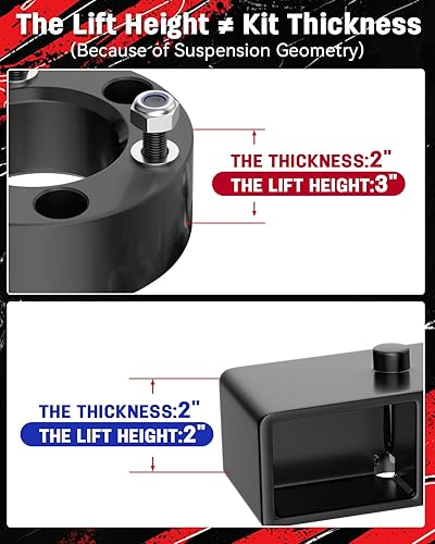 Miniatura 6 de Kit de elevación de nivelación de 3 pulgadas F + 2 pulgadas R para Frontier 2005-2023, espaciadores de puntal delantero de 3 pulgadas y bloque de