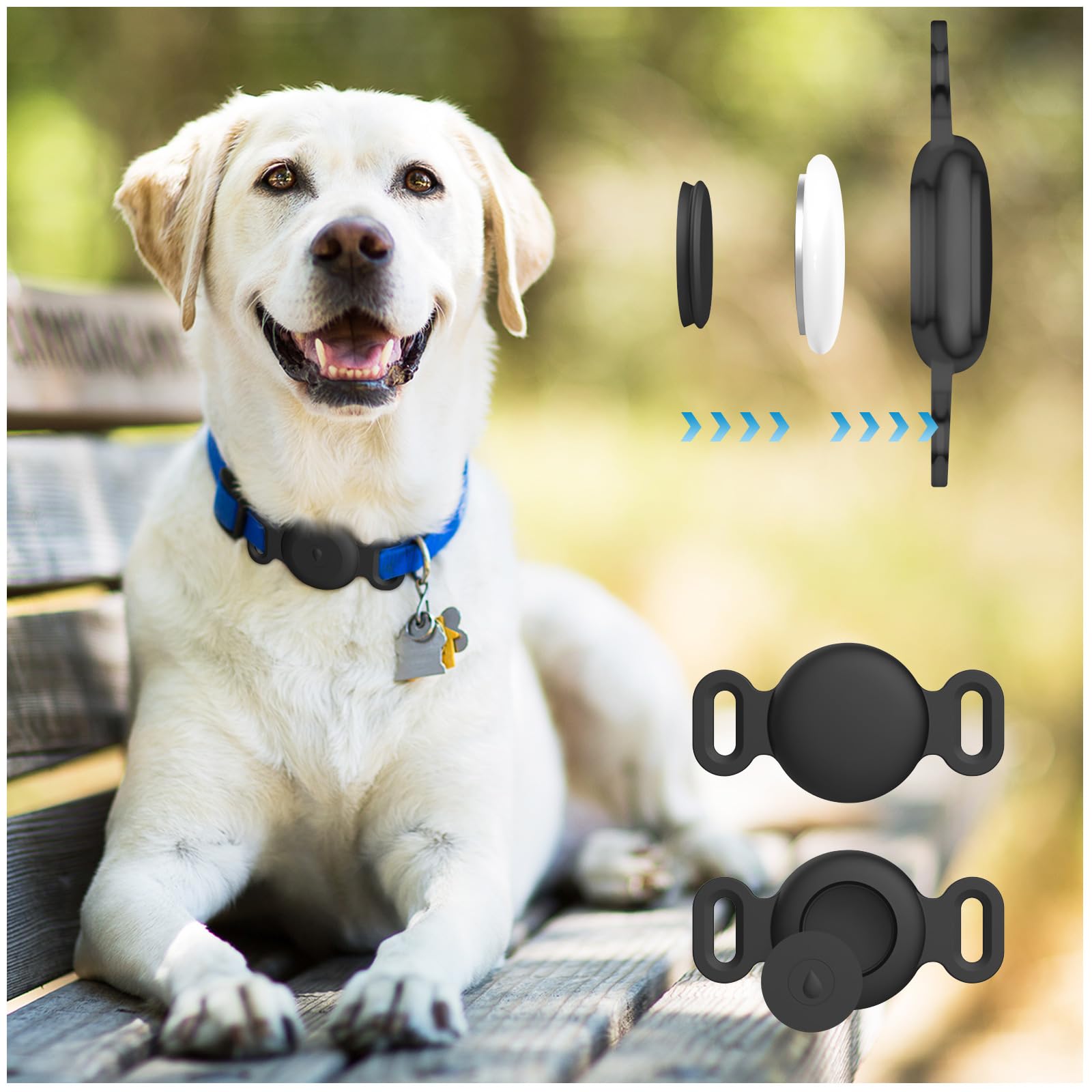 VANCLE 2 Custodie In Silicone Per AirTag Per Collare Cane E Gatto, Impermeabili E Antigraffio, Nere