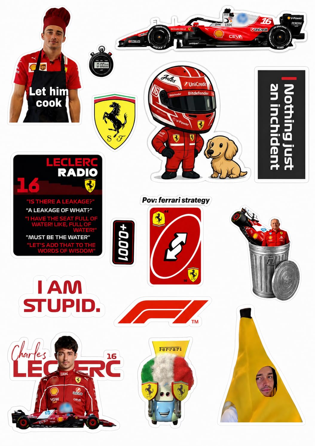Charles Leclerc Sticker Pack | Waterproof, Scratch-Resistant, UV-Protected, Formula 1 Theme, Fully Laminated-image-15