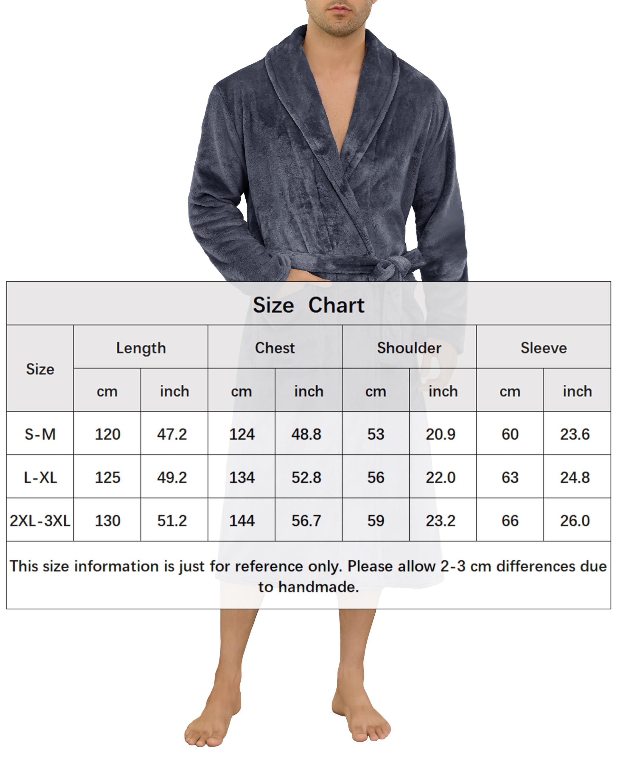 Lovasy Peignoir de Bain Homme Polaire Long Peignoir Hiver Chaud Col Revers