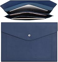 Vista 1 de Wason Archivador expandible A4 de PU cuero sobrecarta con bolsillos grandes para papel, facturas, artículos de papelería, tableta y PC, para Azul