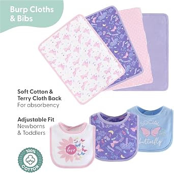 The Peanutshell Baby Layette Gift Set for Girls, Newborn Girl Gift Sets, Baby Clothes & Essentials, Purple Butterfly