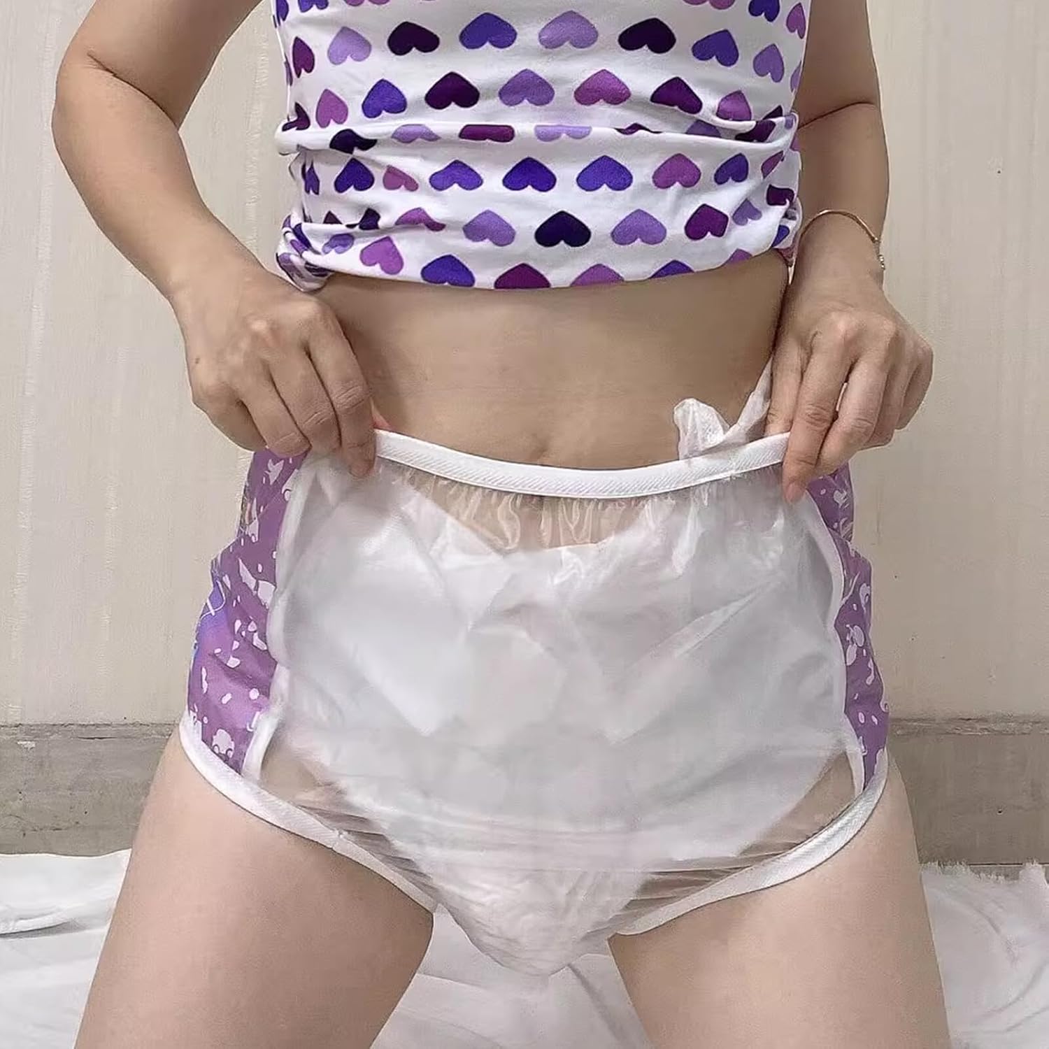 Adult Plastic Diaper Cover Vinyl Waterproof Pull-On-Cover Incontinence Pants Extra Waterproof Protection to Go On Top of/Together with Diapers & Briefs As Add to Leak Resistance