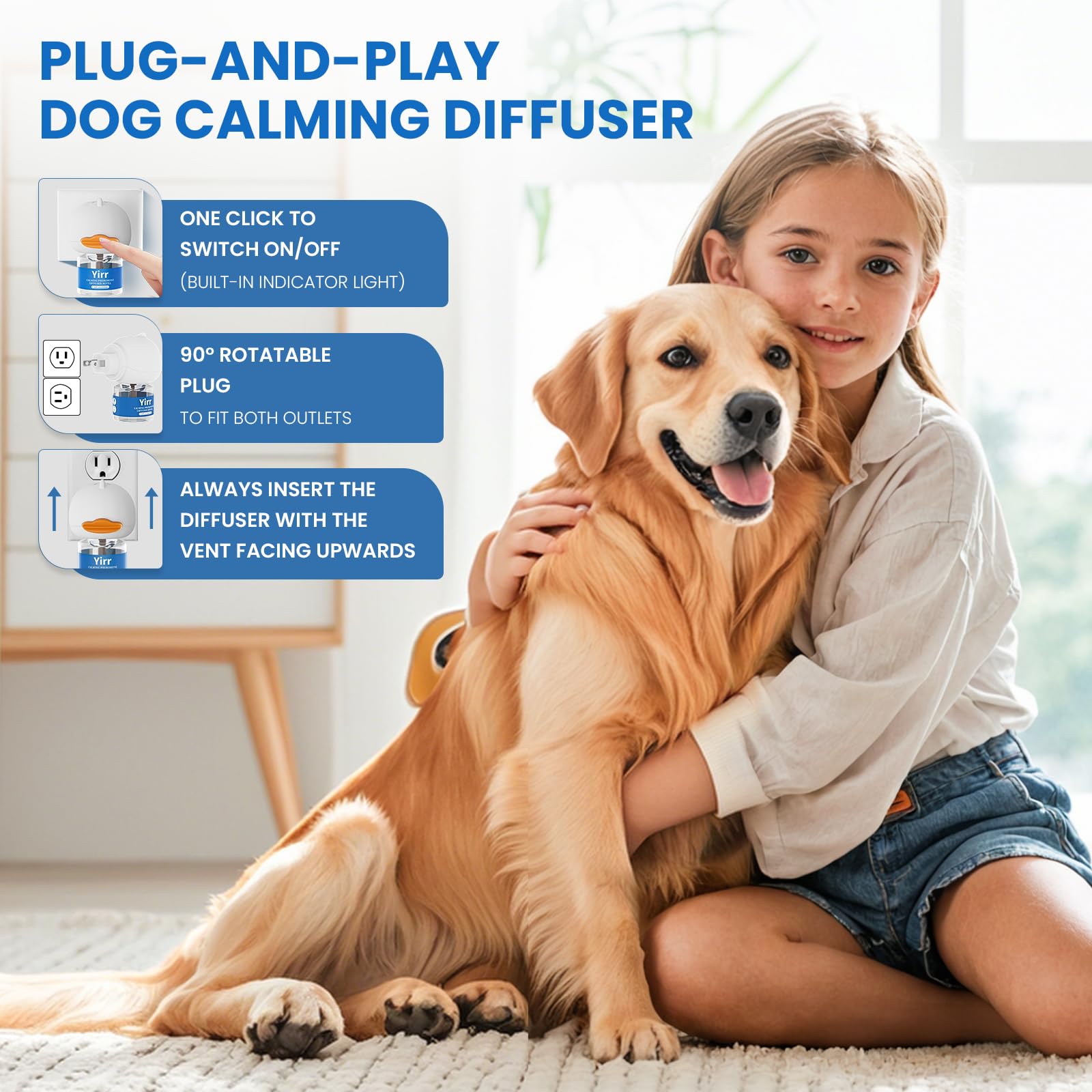 Difusor calmante para perros, 6 en 1, feromonas para perros, feromonas relajantes, alivio del estrés, ansiedad, reduce la agresión, ladridos, ayuda a entrenar al perro a orinar, 3 difusores, 3