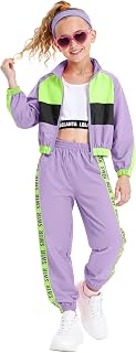 3pcs Girls Hip Hop Clothes, 80'S Retro Colorblock Tracksuit, Crop Tank Top, Zipper Jacket, Jogger Trousers, 4-13 Years
