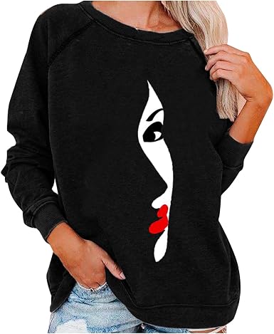 Printed Tops Pullover Sweatshirts 