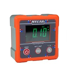 NYEAR Digital Electronic Angle Gauge Type-C Rechargeable, Four sided strong magnet, IP67 waterproof rating, Measures 0-90 and 0-180 Degree Ranges, Measures and Sets Angles or TAN