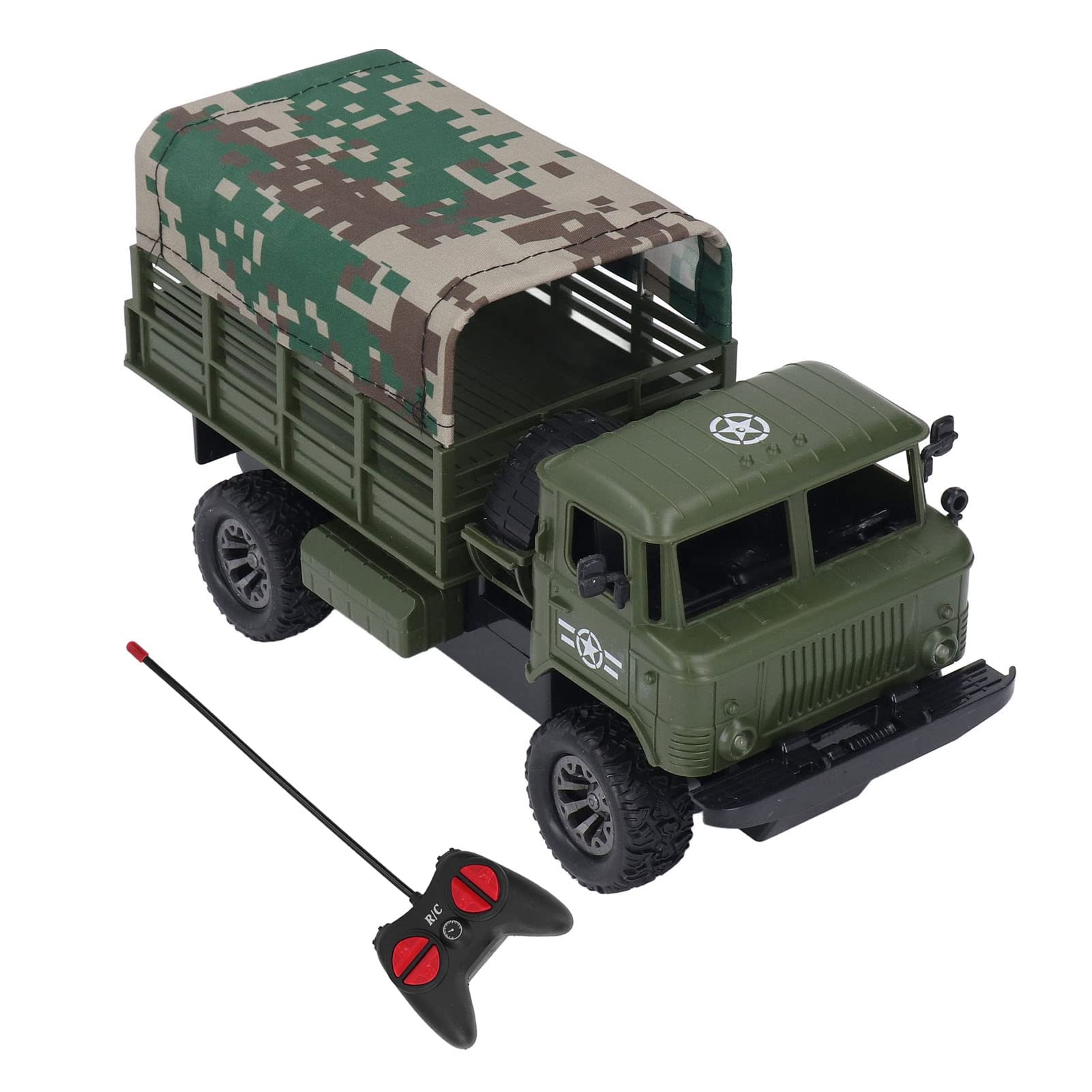 Syrisora Camion Militaire RC, Véhicule télécommandé avec Tente et Lumières Amovibles, pour Garçons et Filles de Plus de 6 Ans (Vert foncé)